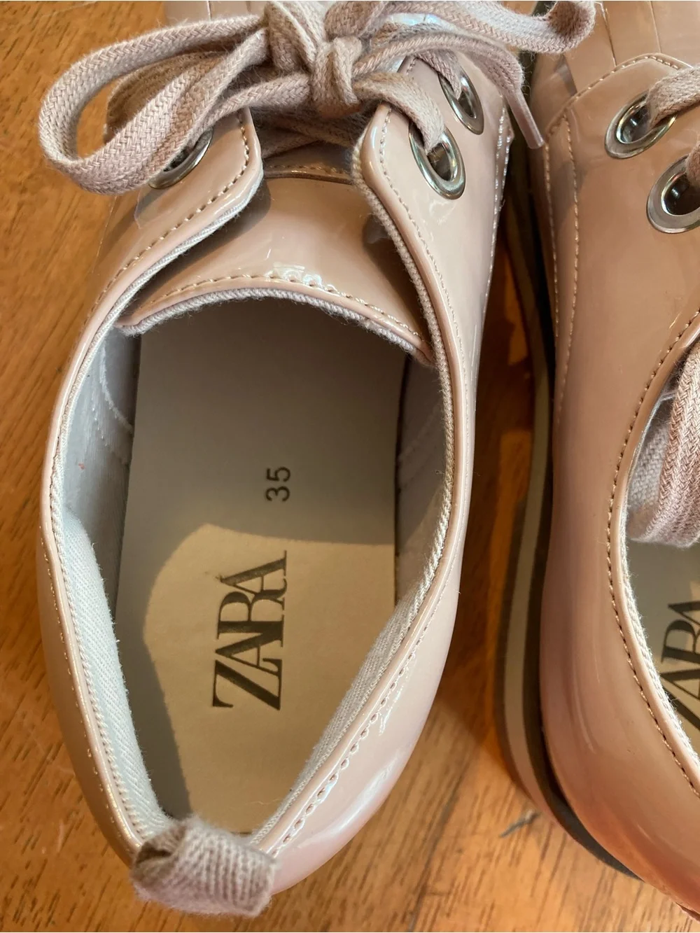 Zara Pink Patent Kiltie Lace-Up Kids Dress Shoes - youth 3.5/women 4.5/5
